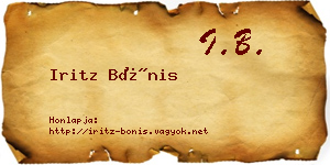 Iritz Bónis névjegykártya